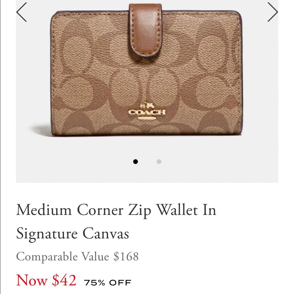 COACH medium corner zip wallet - New!